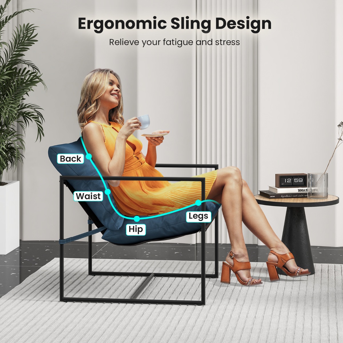 2 kpl Sling-tuoliit säänkestävällä kankaalla - Laivastonsininen - Image 3