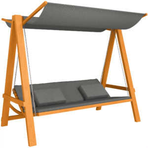 Aiakiik voodifunktsiooniga, 3-kohaline, halli ja teak-tooni, 225,5 x 130 x 180 cm