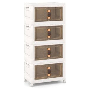 4 kastiga virnastatav hoiukapp ratastel 49,5x31,5x112,5 cm