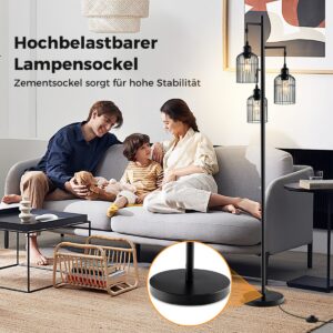Must modernne põrandalamp 3 lambivarjuga 169 cm