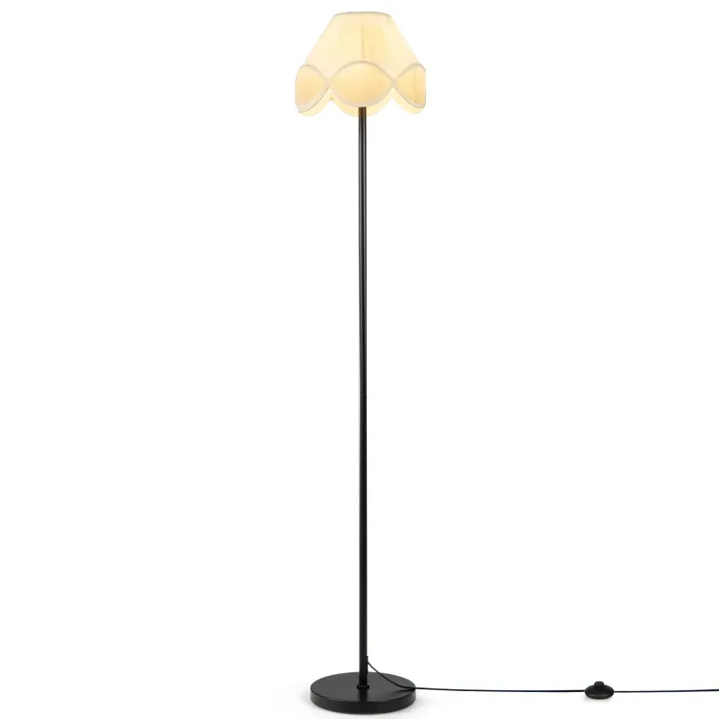Põrandalamp reguleeritava heledusega, riidest lambivarjuga, must, 159 cm