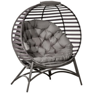 Papasan-tuoli puutarhaan, hiekanruskea, teräs, 118 x 75 x 139 cm