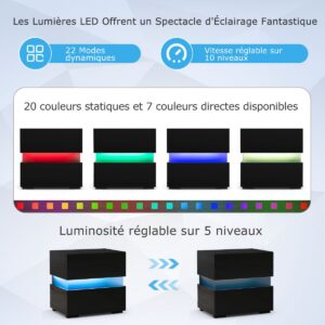 2 LED-ga öökapi komplekt, läikiv, must, 2 sahtliga
