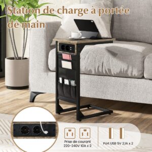 2 C-kujulise abilauda komplekt, Rustic Brown, laadimisjaama ja USB-pordidega