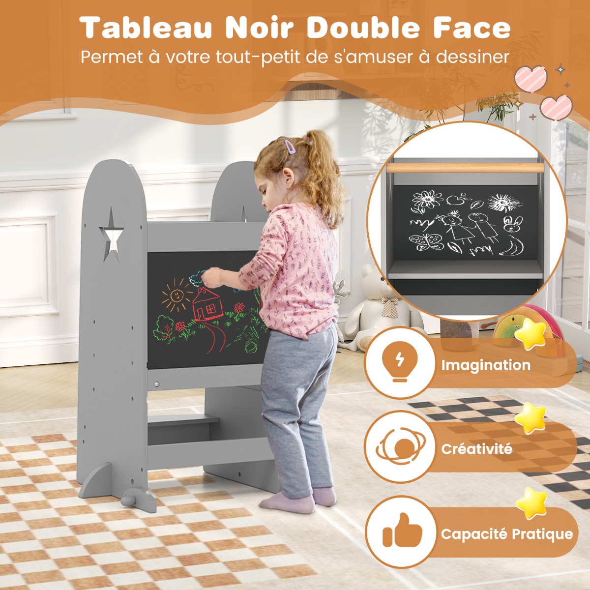 3-in-1 Mācību Tornis ar Regulējamu Augstumu 90 kg Pelēks - Image 8