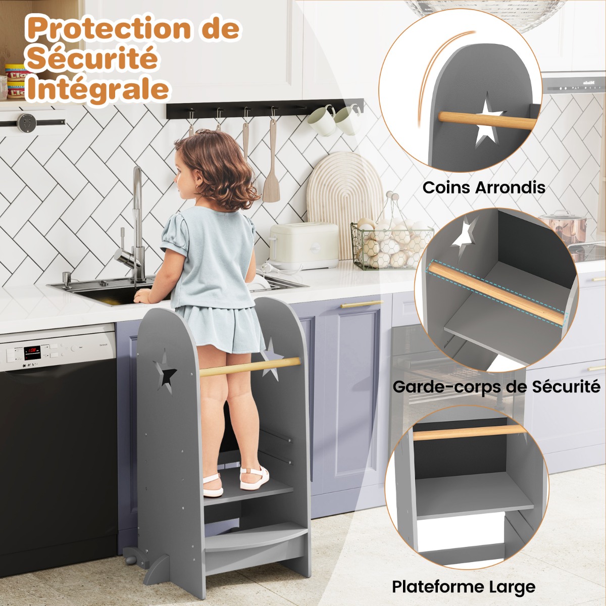 3-in-1 Mācību Tornis ar Regulējamu Augstumu 90 kg Pelēks - Image 7