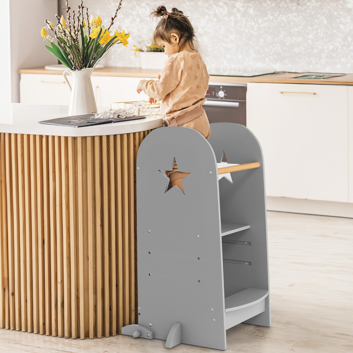 3-in-1 Mācību Tornis ar Regulējamu Augstumu 90 kg Pelēks - Image 4