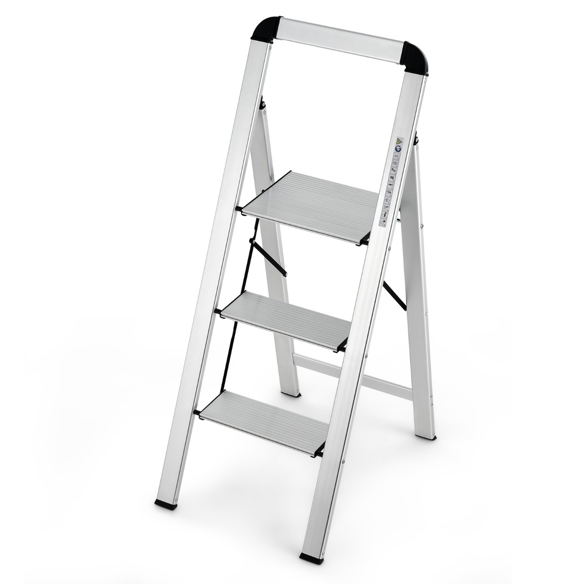 3 pakāpju alumīnija saliekamais kāpnes ar neslīdošām pakāpēm, sudraba krāsa - Image 7