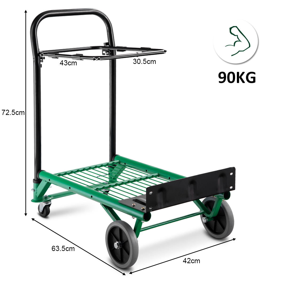 2-in-1 Sulankstomas Rankinis Platforminis Vežimėlis Žalias - Image 4
