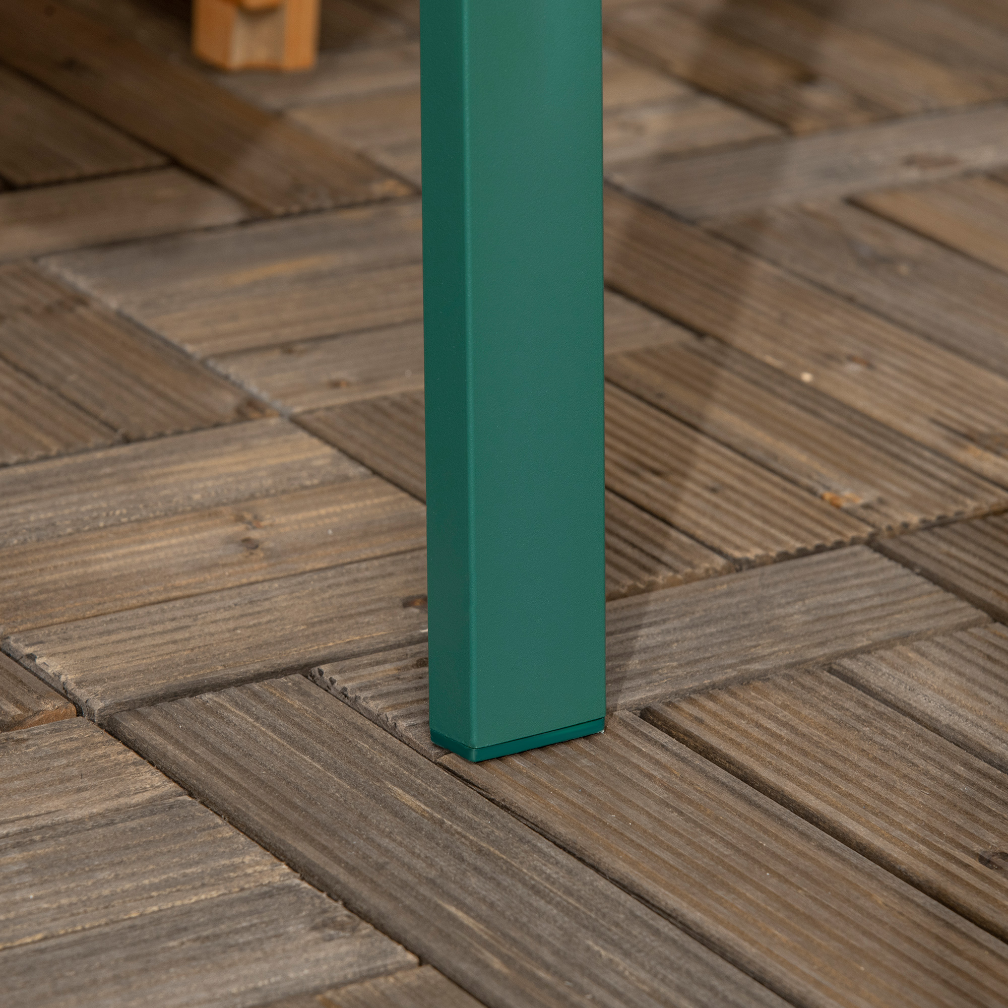 Sodo suoliukas iš metalo, 2 vietų, tamsiai žalias, 127 x 63 x 83 cm - Image 8
