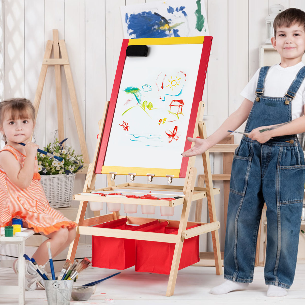 3in1 vaikų menų stovas su dvipuse lenta - Image 5
