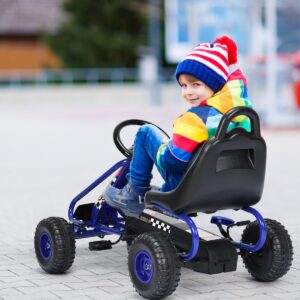 4 riteņu pedāļu braucamrīks ar regulējamu sēdekli zils
