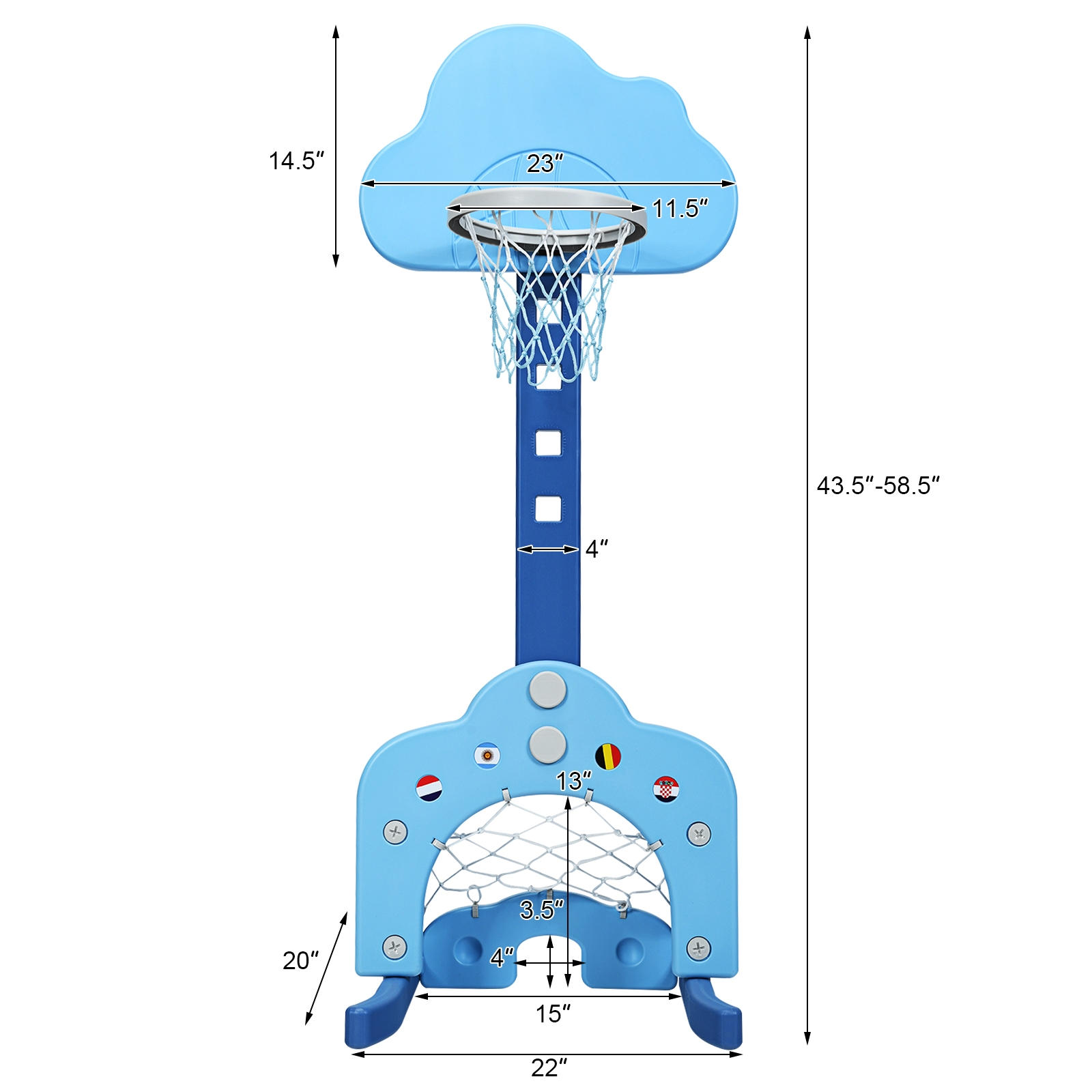 3-in-1 Krepšinio Komplektas Tamsiai Mėlynas - Image 5