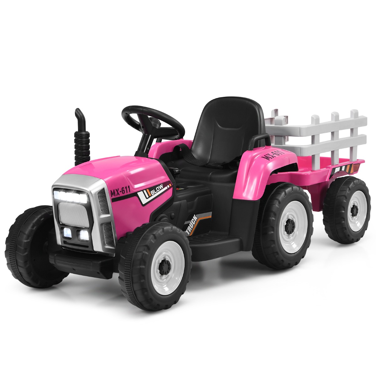 12V vaikų traktorius su rožine priekaba - Image 6
