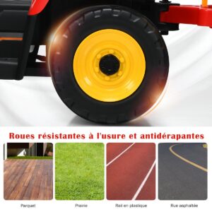 12V laste traktor 3-käiguline punase haagisega