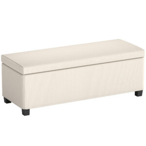 Säilytyspenkki, beige, 112 x 42 x 40 cm, vakosametti, teräsrunko