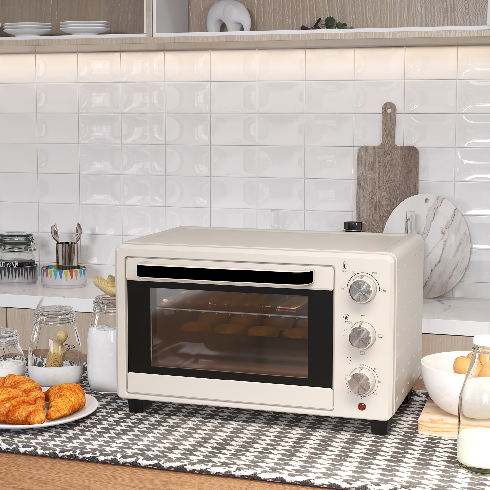 Mini orkaitė, 21 l, 1400 W, kreminė balta, nerūdijantis plienas - Image 3