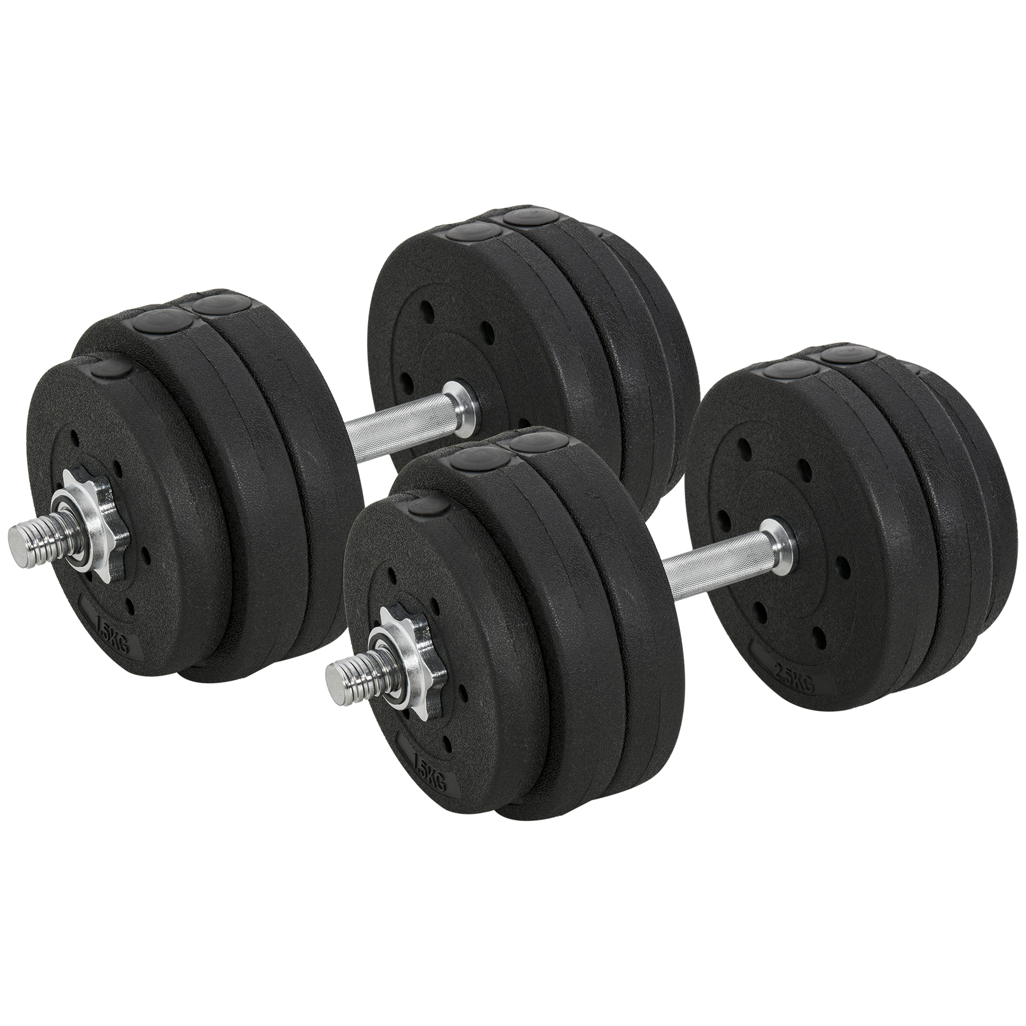 Reguleeritav hantlikomplekt 30 kg, must, teras, kunstnahk