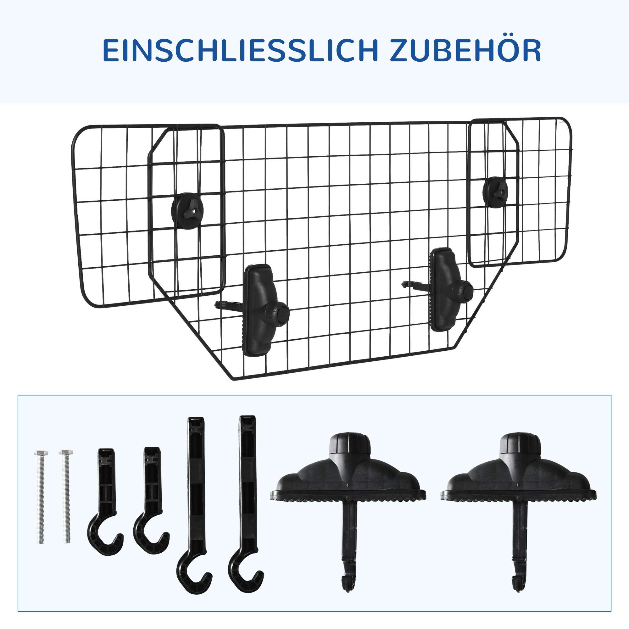 Automobilio bagažinės pertvara šunims, juoda, 90–120 x 40,5 cm, metalas - Image 6