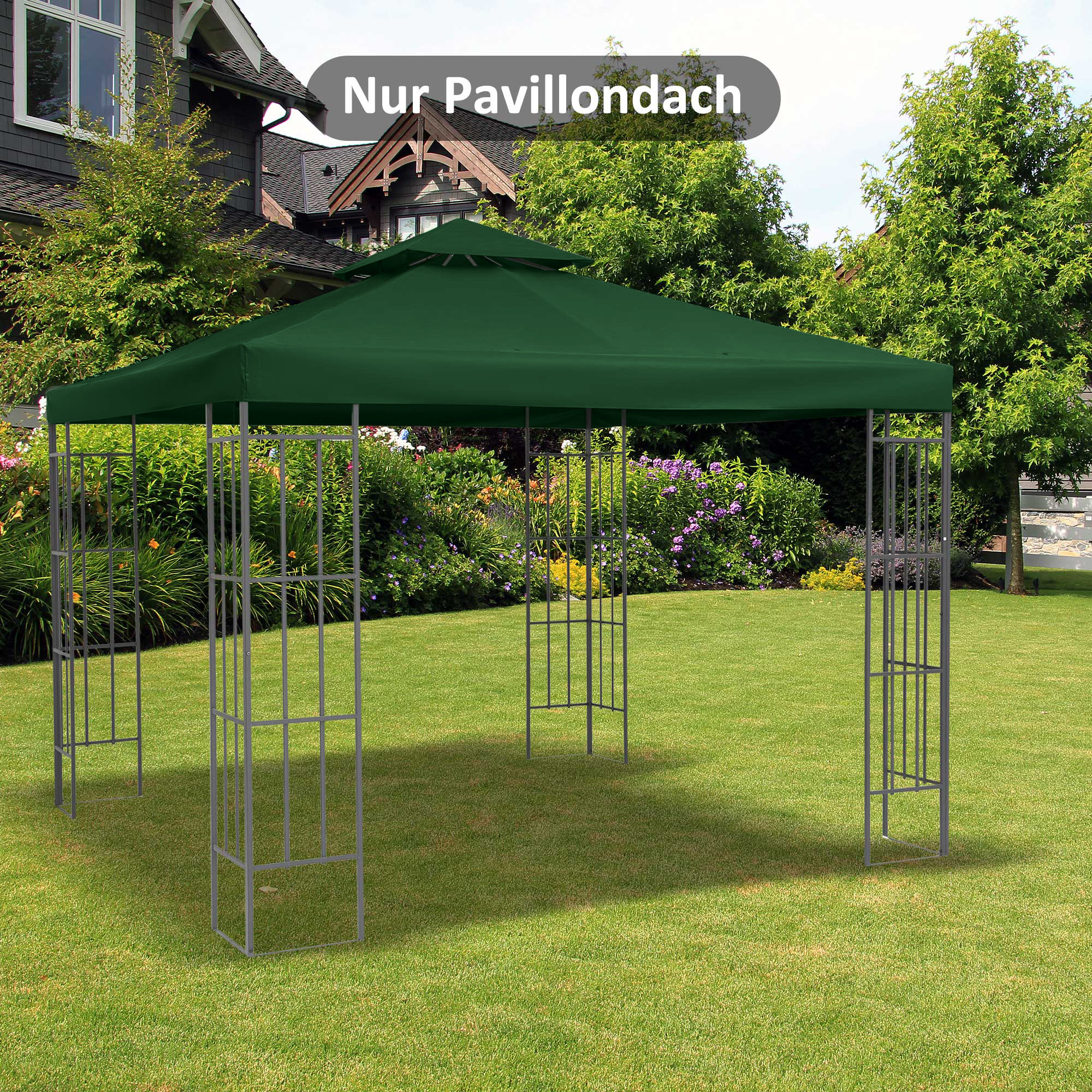Nomaiņas lapene jumts 3 x 3 m, tumši zaļš, poliesters - Image 2