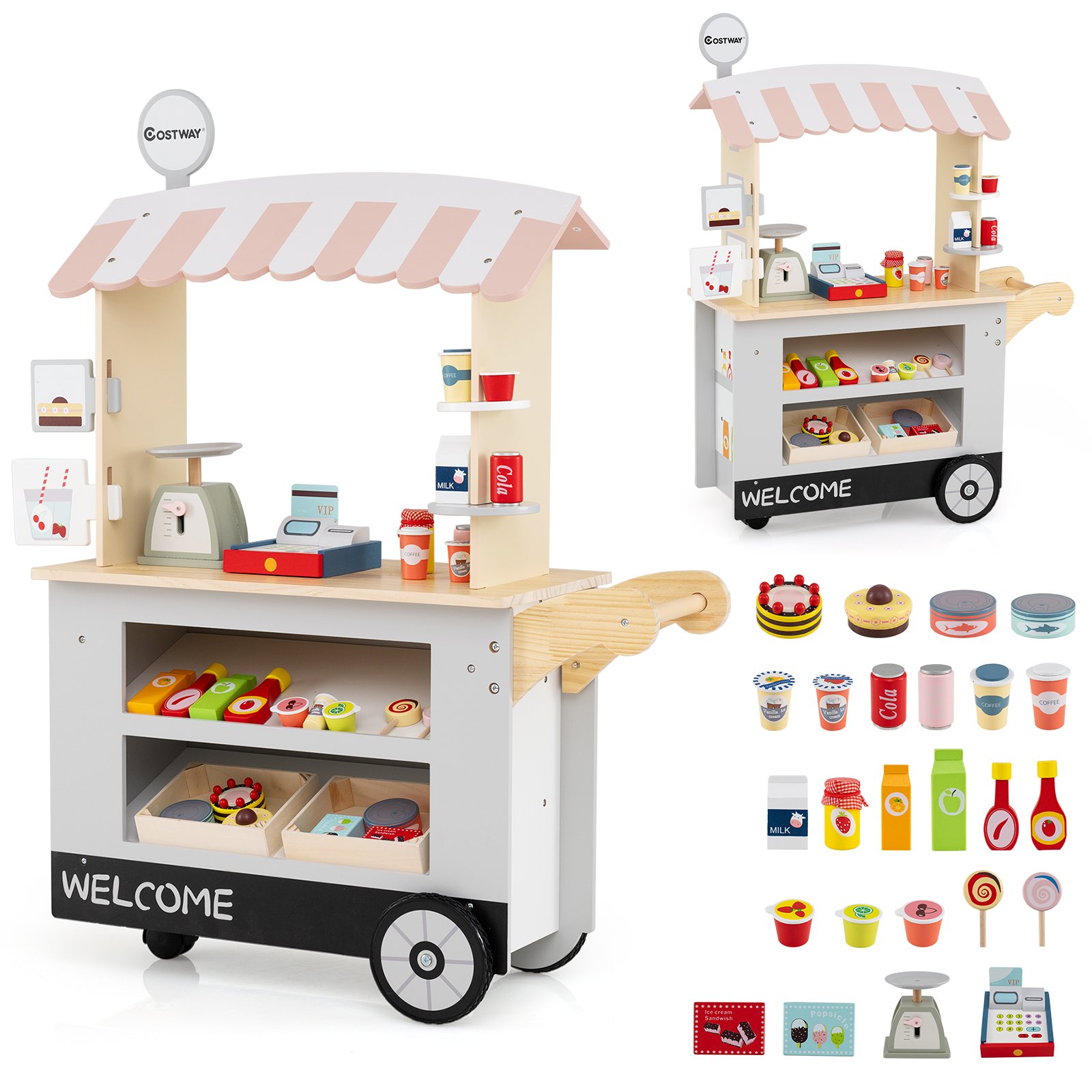 Mängukäru komplekt POS-masina ja kaaluga, hall - Image 4