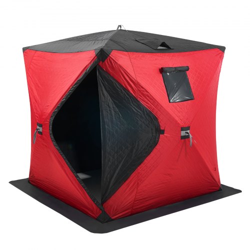 VEVOR jääkalastusteltta DT036, punainen, 3-4 henkilölle, 1.8 x 1.8 x 2 m