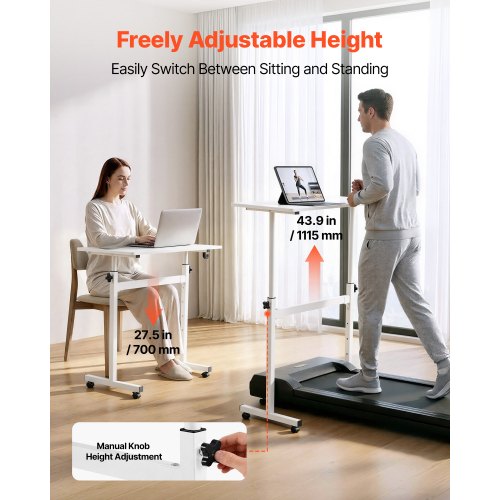 VEVOR regulējama augstuma mobilais galds GT-JY-062, balts, 810 x 410 mm - Image 3