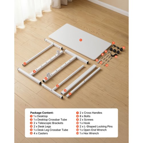 VEVOR regulējama augstuma mobilais galds GT-JY-062, balts, 810 x 410 mm - Image 7