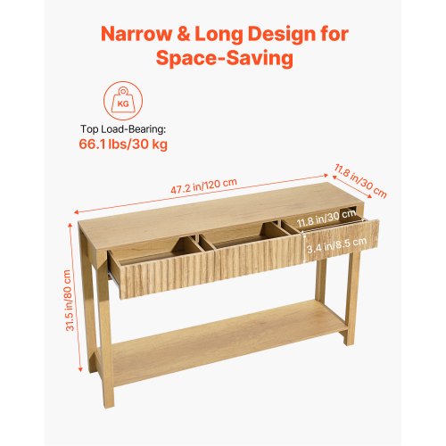 VEVOR senkkipöytä 120 cm, maalaistyyliä, luonnonpuun värinen - Image 3