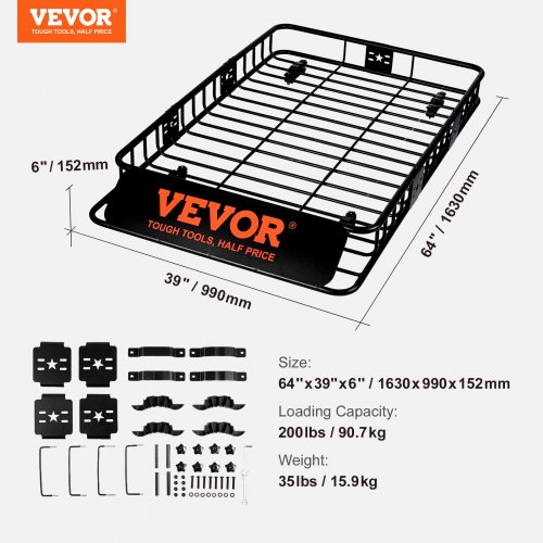 VEVOR kattoteline pakikori, 162,6 x 99,1 x 15,2 cm, jatkolla, terästä, 90,7 kg - Image 7