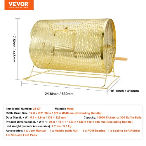 VEVOR izložu cilindrs 25-ST, metāla, 376 x Ø540 mm - Image 7