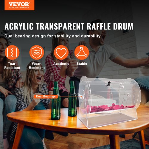 VEVOR akryylinen arpajaisrumpu, 10 000 lipulle tai 300 arpakuulalle, läpinäkyvä, 22-AC - Image 2