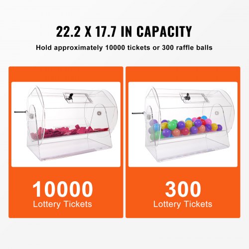 VEVOR akryylinen arpajaisrumpu, 10 000 lipulle tai 300 arpakuulalle, läpinäkyvä, 22-AC - Image 3