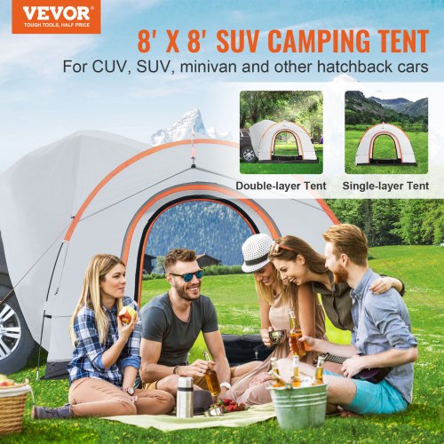 VEVOR SUV telts, 240 x 240 x 230 cm, pelēka un balta - Image 2