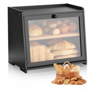 Leivakast VEVOR SX003, must, bambus, 400 x 250 x 335 mm