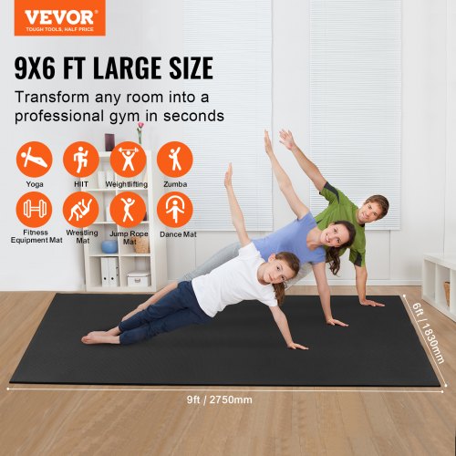 VEVOR vingrošanas paklājs, neslīdošs, 275 x 183 cm, PVC, ar somu un pārnēsāšanas siksnu - Image 2