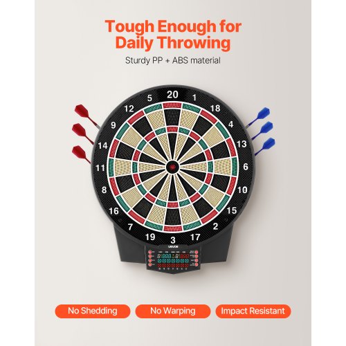 VEVOR elektroninen dartsitaulu, 391 mm maali, 43 peliä, LCD-näyttö - Image 5