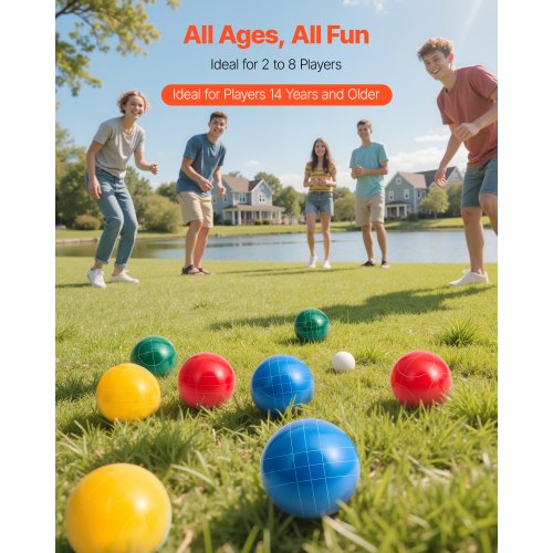Bocce bumbiņu komplekts VEVOR, 107 mm, 8 sveķu bumbiņas, sarkana/zaļa/zila/dzeltena - Image 2