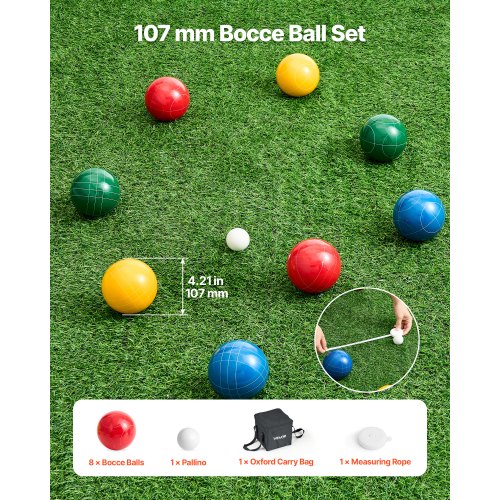 Bocce bumbiņu komplekts VEVOR, 107 mm, 8 sveķu bumbiņas, sarkana/zaļa/zila/dzeltena - Image 6