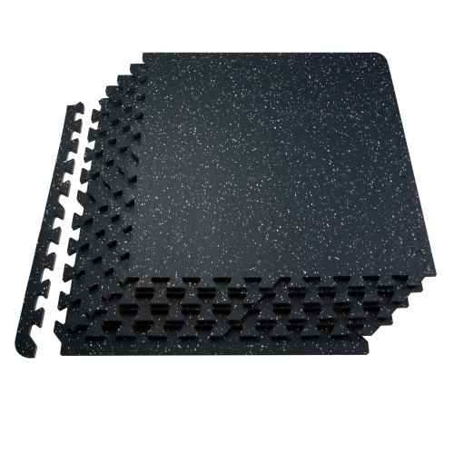 VEVOR lukittuvat kuntosalimatot, 25 kpl, musta valkoisilla pilkuilla, 61 x 61 x 1,4 cm