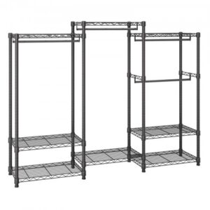 VEVOR riidestatiiv YC0003, ratastel, 4 riputuslatti ja 8 hoiutasandit, 1740 x 450 x 1800 mm, must