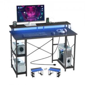 VEVOR arvutilaud LED-tulede ja pistikupesadega, must, 120 cm