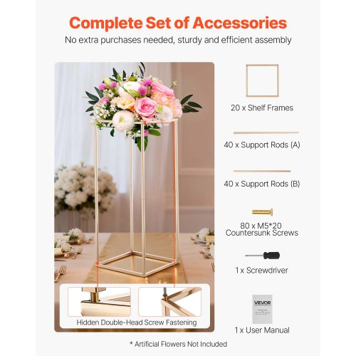VEVOR kukkateline häihin, 10 kpl, 250 x 250 x 600 mm, ranskan kultainen - Image 5