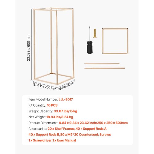 VEVOR kukkateline häihin, 10 kpl, 250 x 250 x 600 mm, ranskan kultainen - Image 7