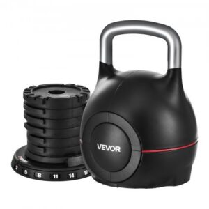 VEVOR reguleeritav kettlebell, must, 7 kaalu taset, K002-EU
