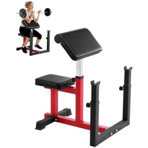 Preacher curl pink, VEVOR qb035, must ja punane, 73 x 55 x 18 cm
