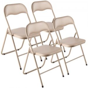 VEVOR 4 kokkupandava tooli komplekt, kunstnaha, khaki