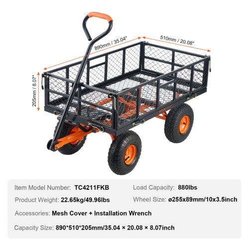 VEVOR puutarhajätekärry kallistustoiminnolla, metalli, 399,2 kg - Image 7