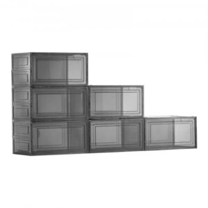 VEVOR jalanõude kastid, 6 tk, läbipaistev must, 34 x 25 x 18,4 cm