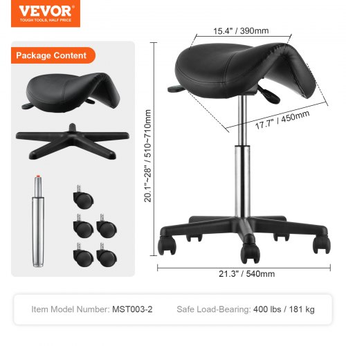 Sėdynės tipo taburetė su ratukais VEVOR MST003-2, juoda, 181 kg - Image 7